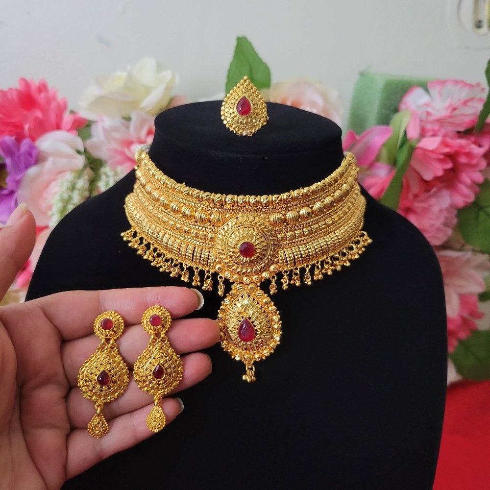 Gold plated bollywood Indian bridal necklace
